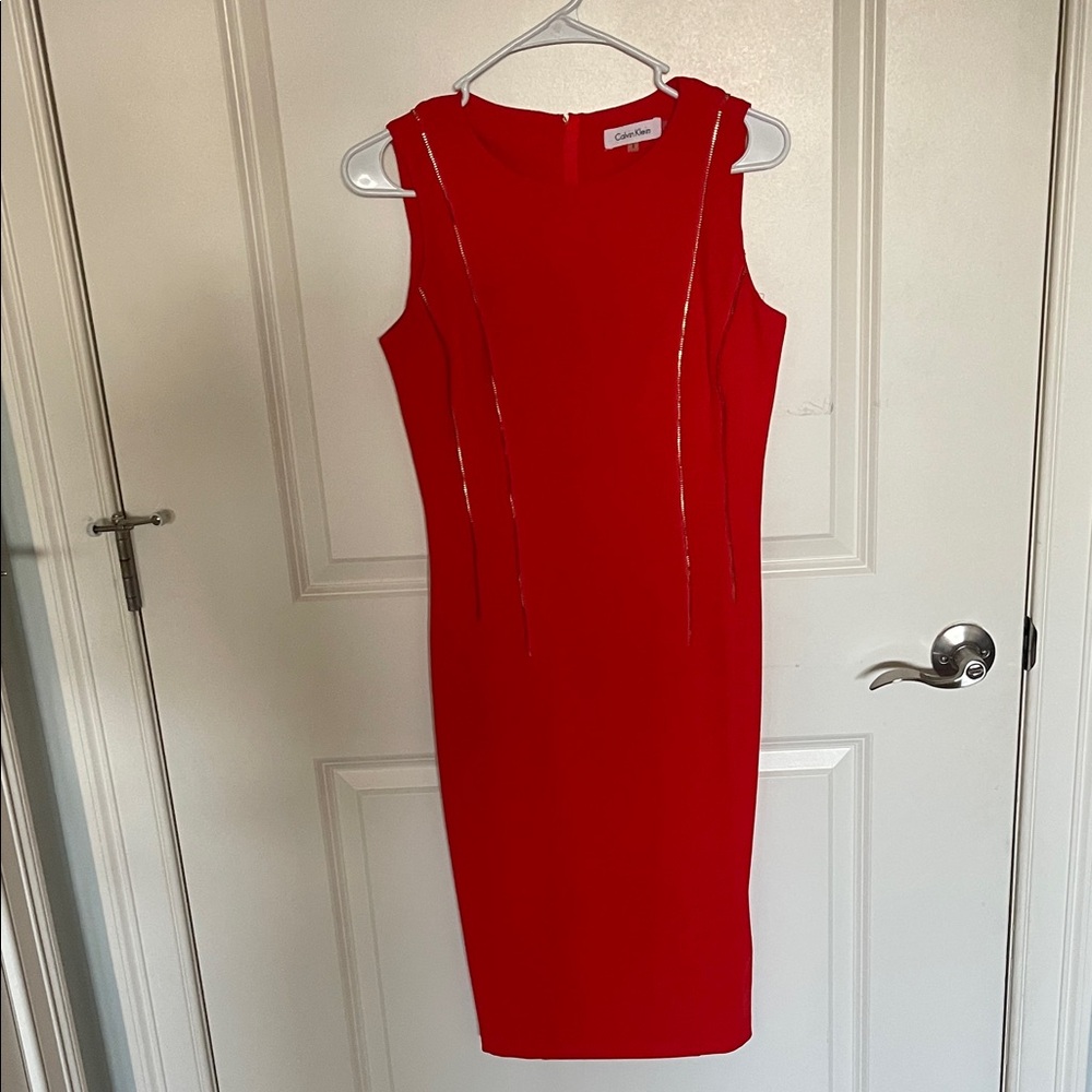 Calvin Klein Vibrant Red Midi Dress